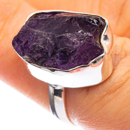 Rough Amethyst 925 Sterling Silver Ring Size 6