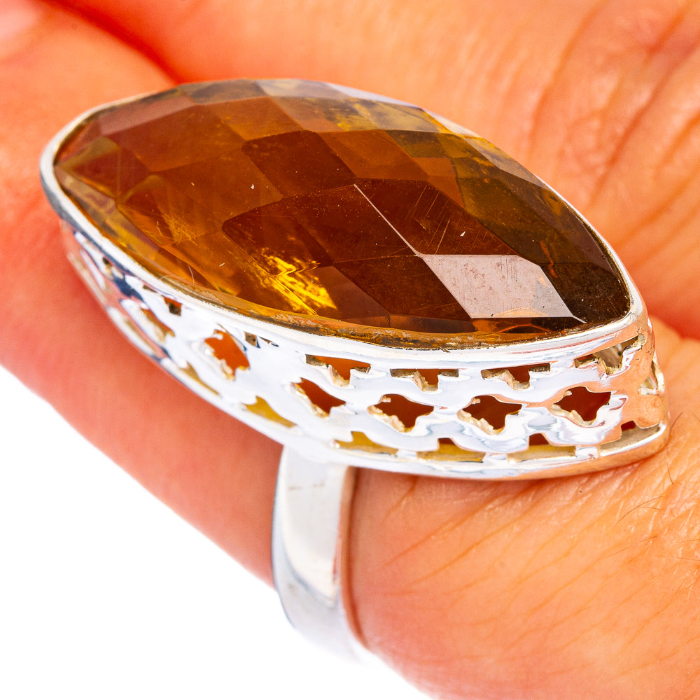 Large Faceted Citrine Ring Size 6.5 (925 Sterling Silver) R144514