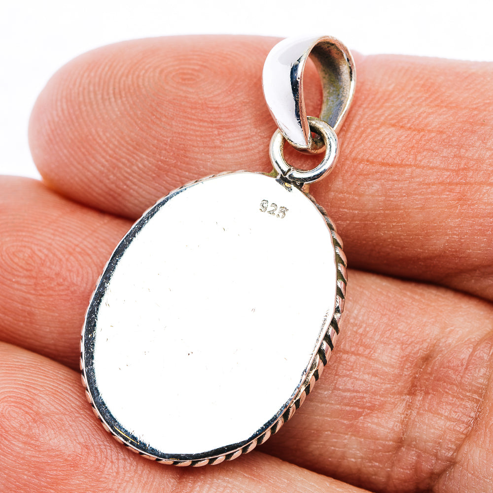 Green Aurora Opal Pendant 1 3/8" (.925 Sterling Silver)
