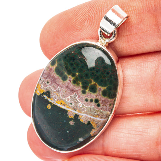 Ocean Jasper Pendant 1 3/4" (.925 Sterling Silver)