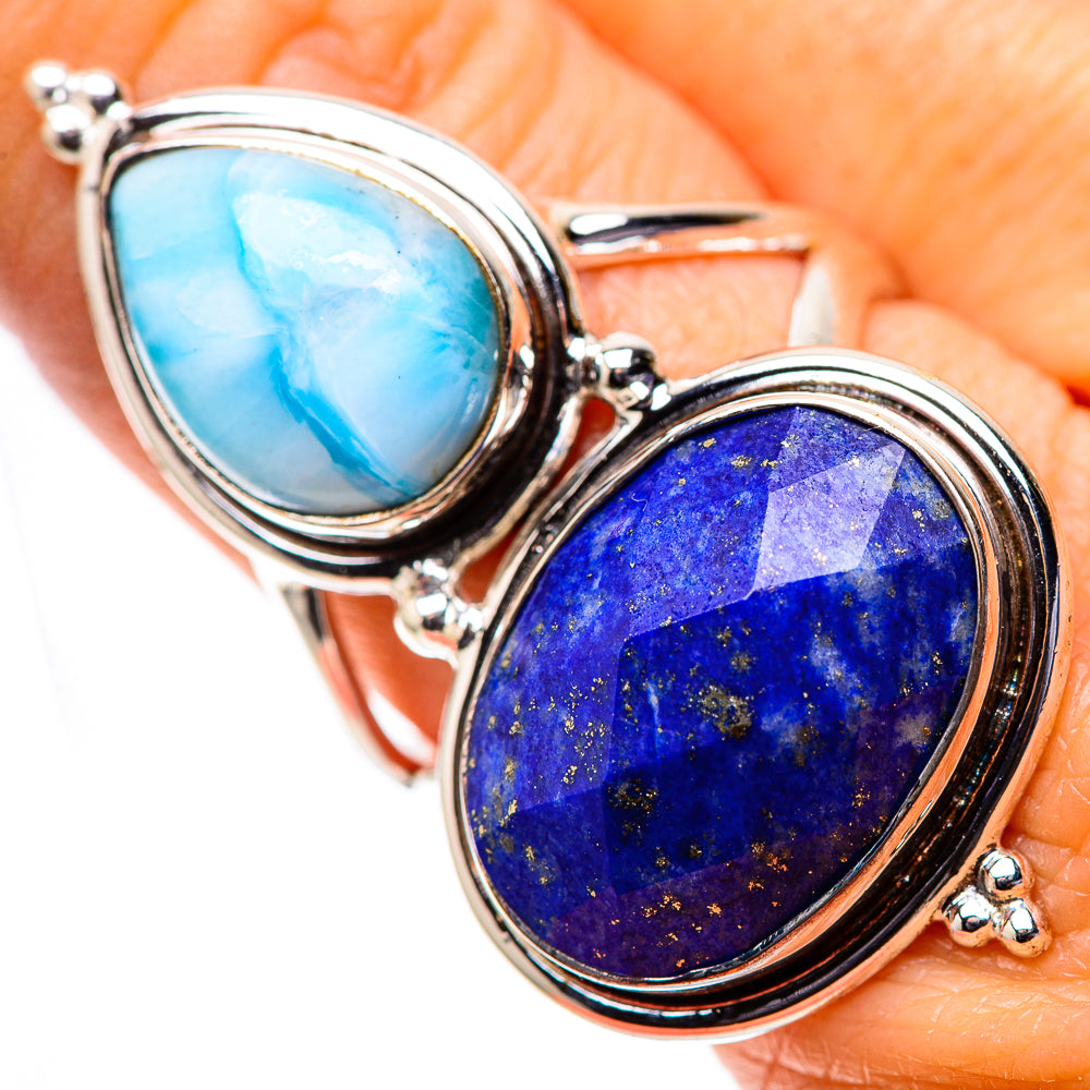 Large Lapis Lazuli, Larimar 925 Sterling Silver Ring Size 9 (925 Sterling Silver) RING139646