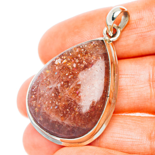 African Sunstone Pendant 1 3/4" (German Silver)