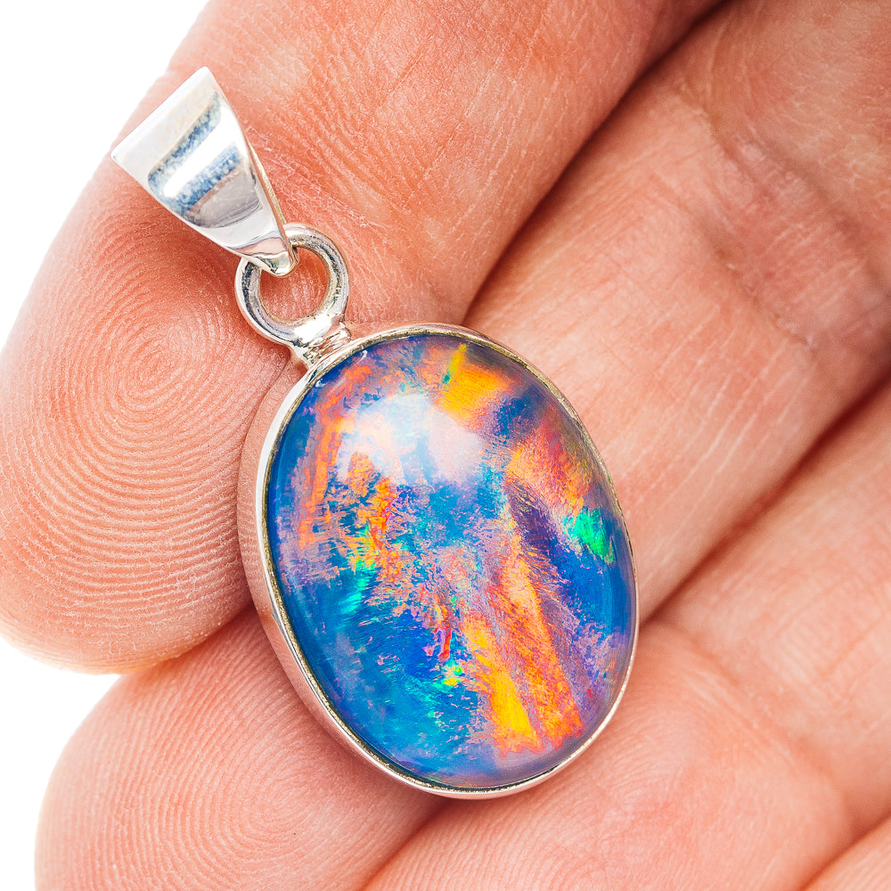 Aurora Opal Pendant 1 3/8" (.925 Sterling Silver)