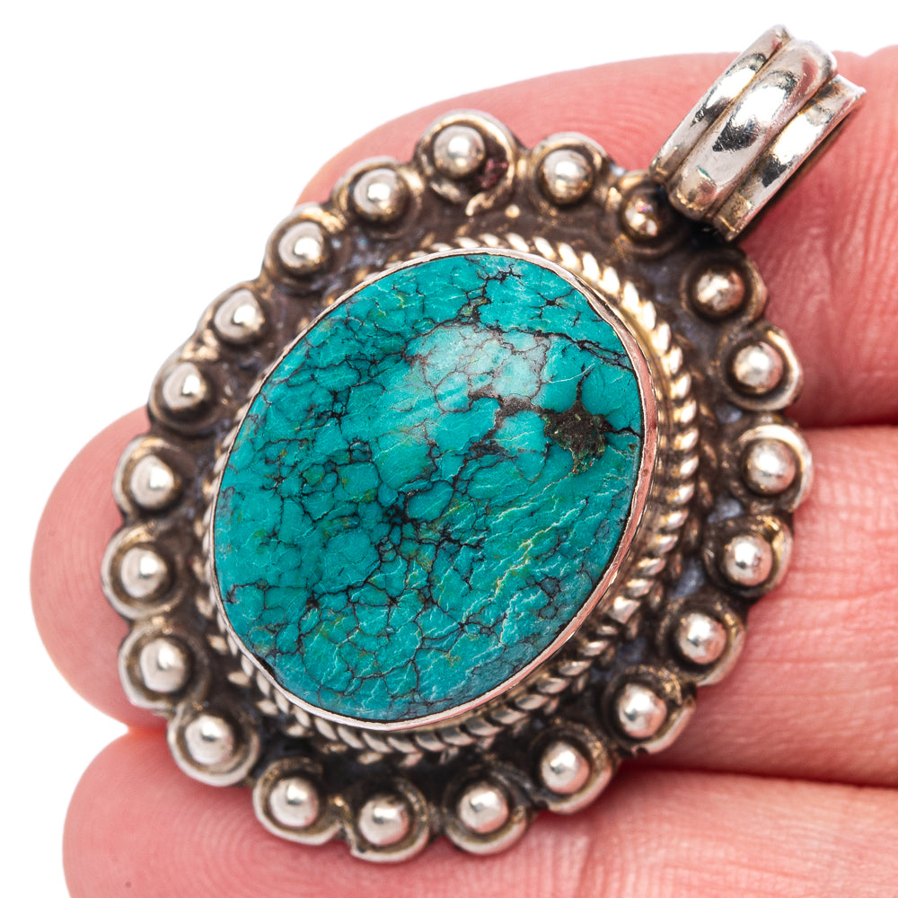 Vintage Native Style Arizona Turquoise 1 5/8" (925 Sterling Silver) P40020