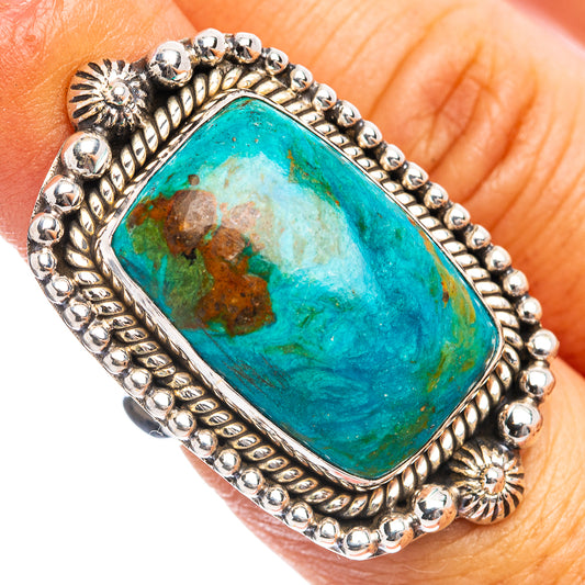 Turquoise oval opal ring in .925 sterling silver, ornate bead borders