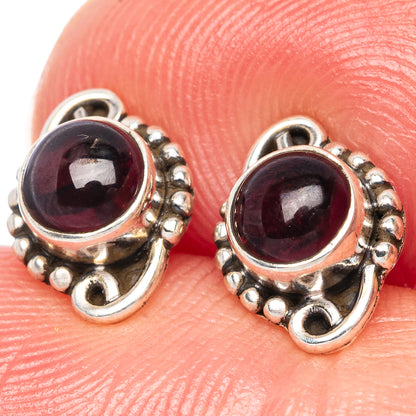 Garnet Dainty Earrings 3/8" (925 Sterling Silver) E1997