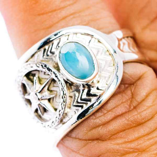 Larimar Ring Size 8.25 (.925 Sterling Silver)