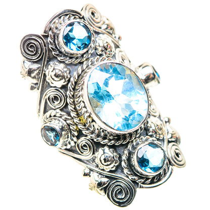 Signature Large Blue Topaz Ring Size 7.25 (925 Sterling Silver) RING138281