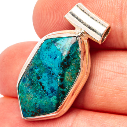 Chrysocolla Pendant 1 1/8" (.925 Sterling Silver)