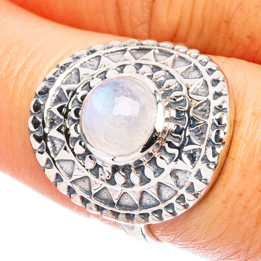 Rainbow Moonstone Ring Size 7.5 (925 Sterling Silver) R4743