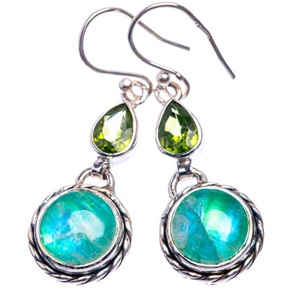 Green Moonstone, Peridot Earrings 1 1/2" (925 Sterling Silver) E432450