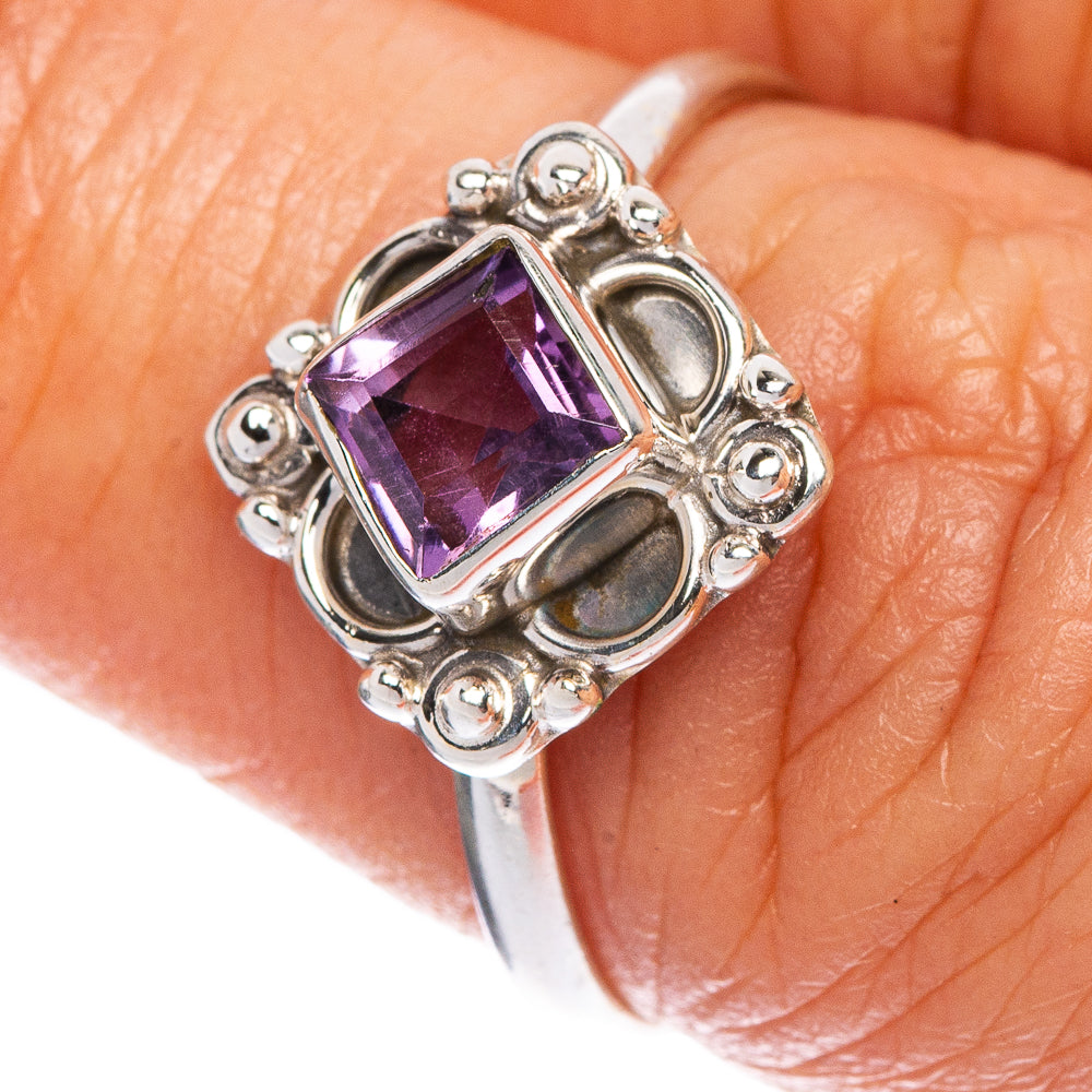Faceted Amethyst Dainty Ring Size 7.25 (925 Sterling Silver) R1096