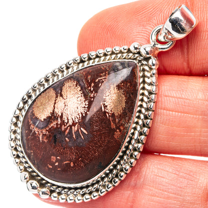 Premium Mexican Birds Eye Jasper Pendant 1 7/8" (.925 Sterling Silver)