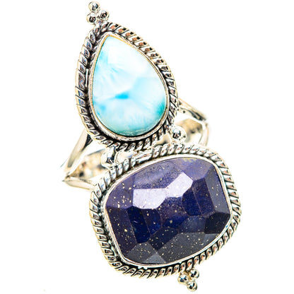 Large Lapis Lazuli, Larimar 925 Sterling Silver Ring Size 10 (925 Sterling Silver) RING139473