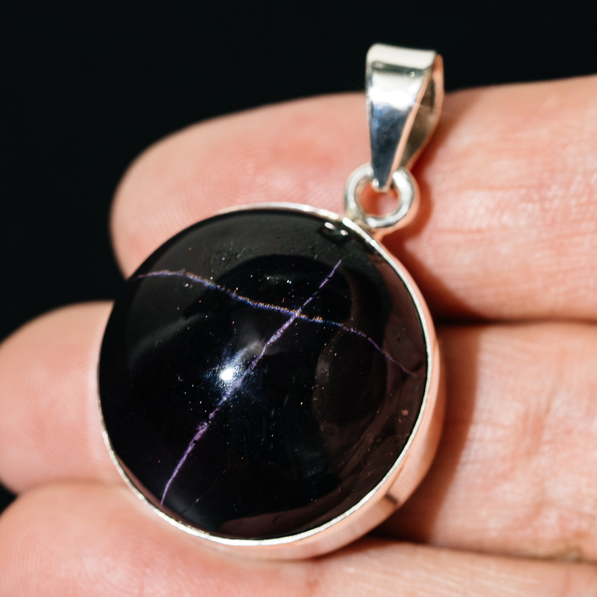 Premium Star Garnet Pendant 1 1/2" (.925 Sterling Silver)