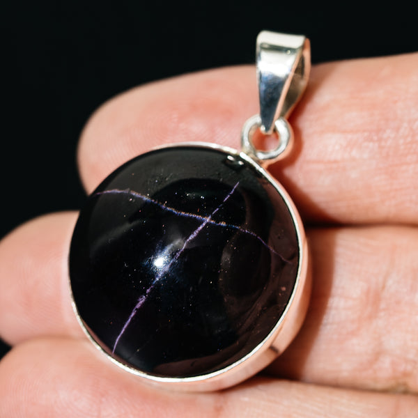 Premium Star Garnet Pendant 1 1/2" (.925 Sterling Silver)
