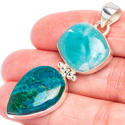 Chrysocolla, Larimar Pendant 2 1/8" (925 Sterling Silver) P40588