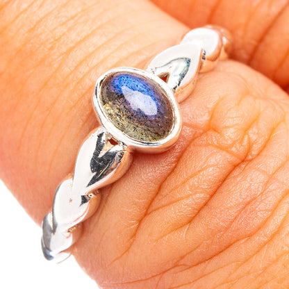 Dainty Labradorite Ring Size 6.5 (.925 Sterling Silver)
