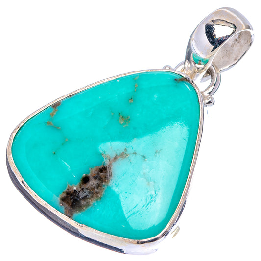 Turquoise teardrop pendant in .925 sterling silver with bail, full view.