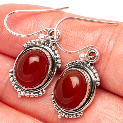 Red Onyx Dainty Earrings 1 3/8" (925 Sterling Silver) E2015
