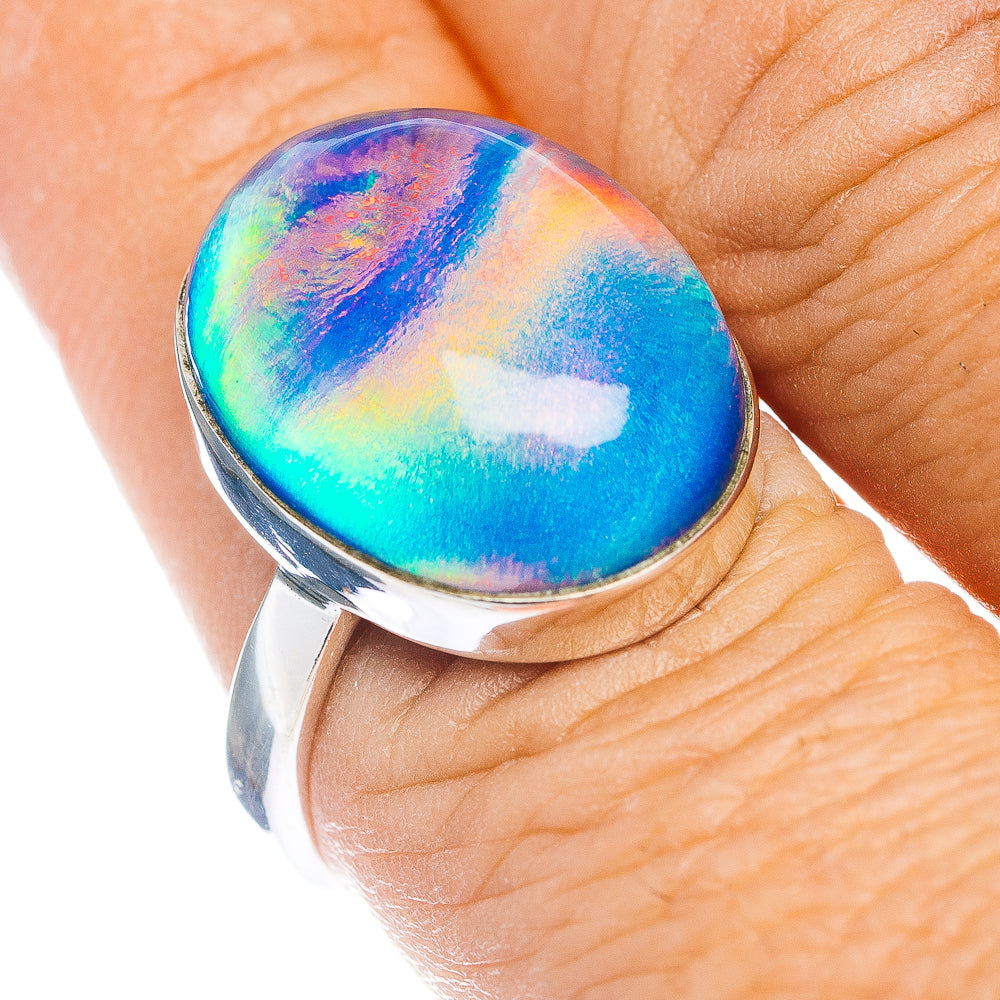 Aurora Opal Ring Size 8.75 (.925 Sterling Silver)