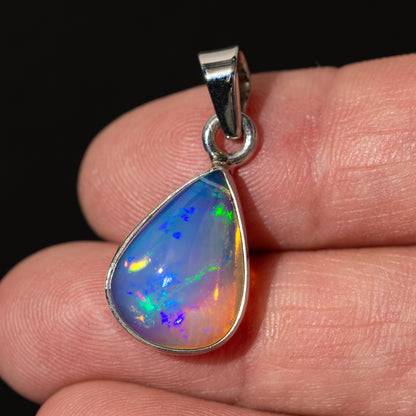 Premium Ethiopian Water Opal Pendant 1 1/8" (.925 Sterling Silver)