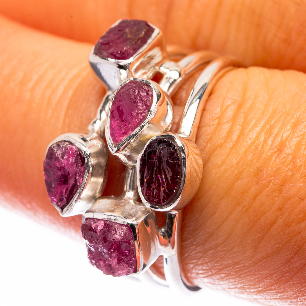Premium Raw Pink Tourmaline Ring Size 8 (925 Sterling Silver) R141772