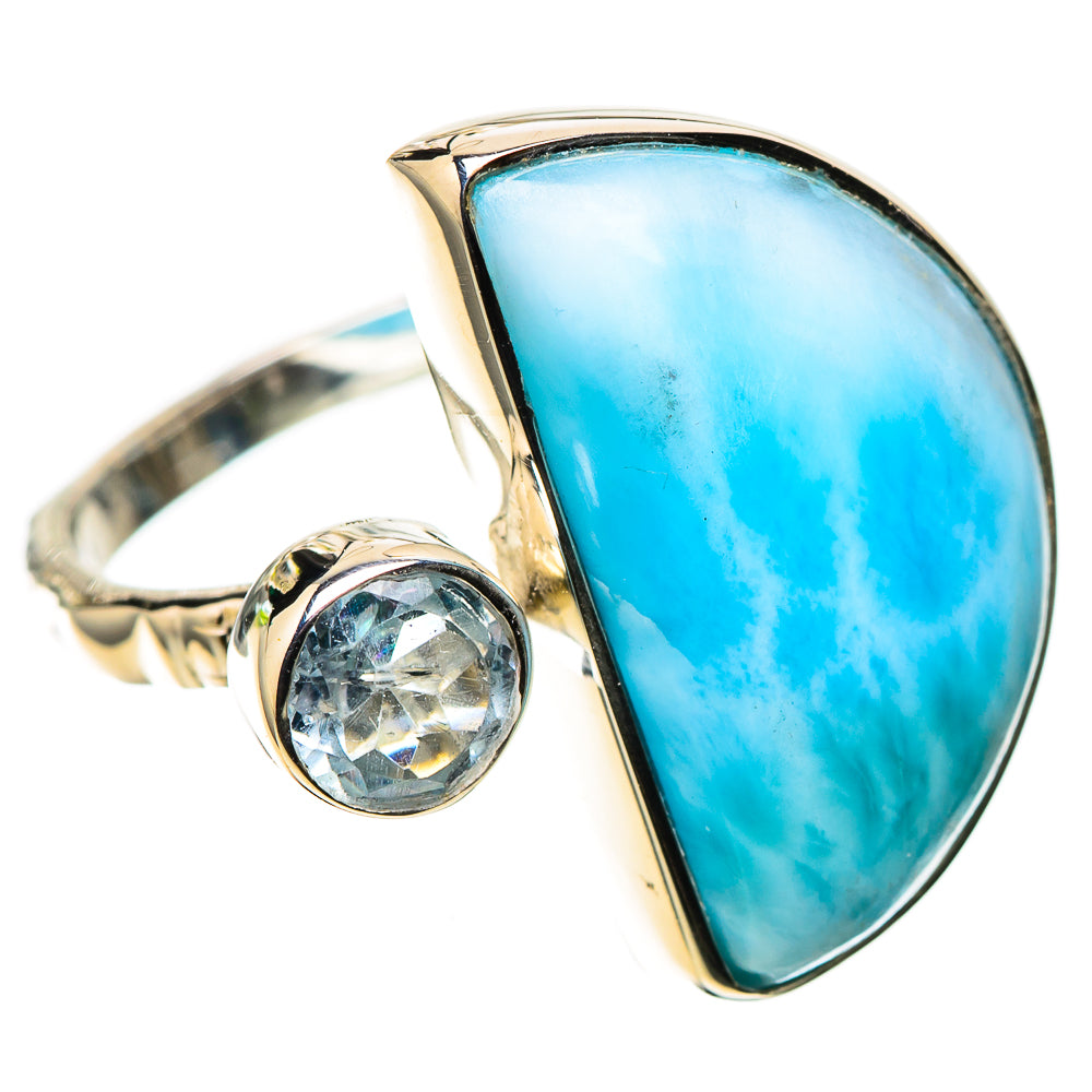 Premium Larimar, Blue Topaz Ring Size 7 (925 Sterling Silver) RING138068