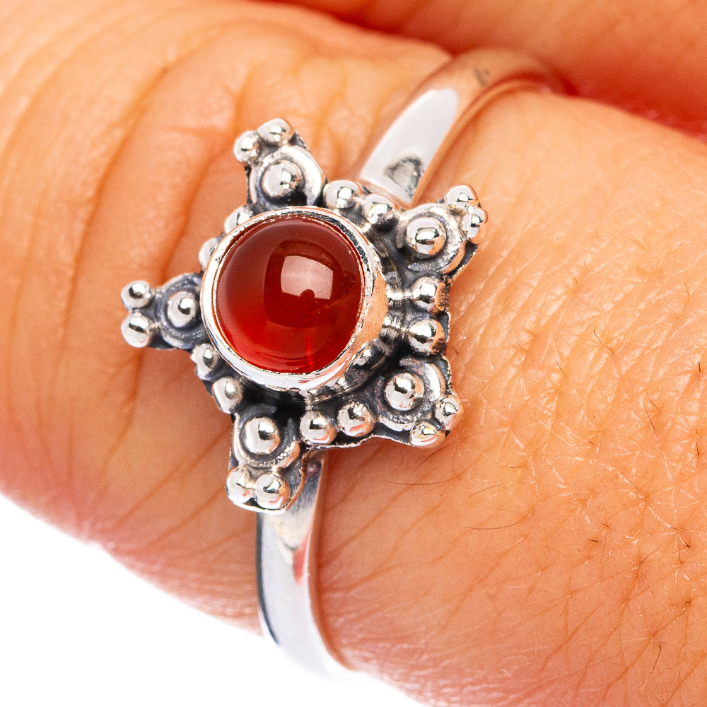 Carnelian Dainty Ring Size 8.75 (925 Sterling Silver) R145689