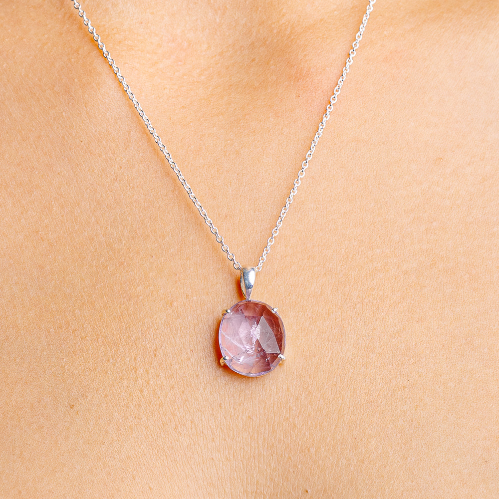 Amethyst Necklace 16 to 18" (.925 Sterling Silver)
