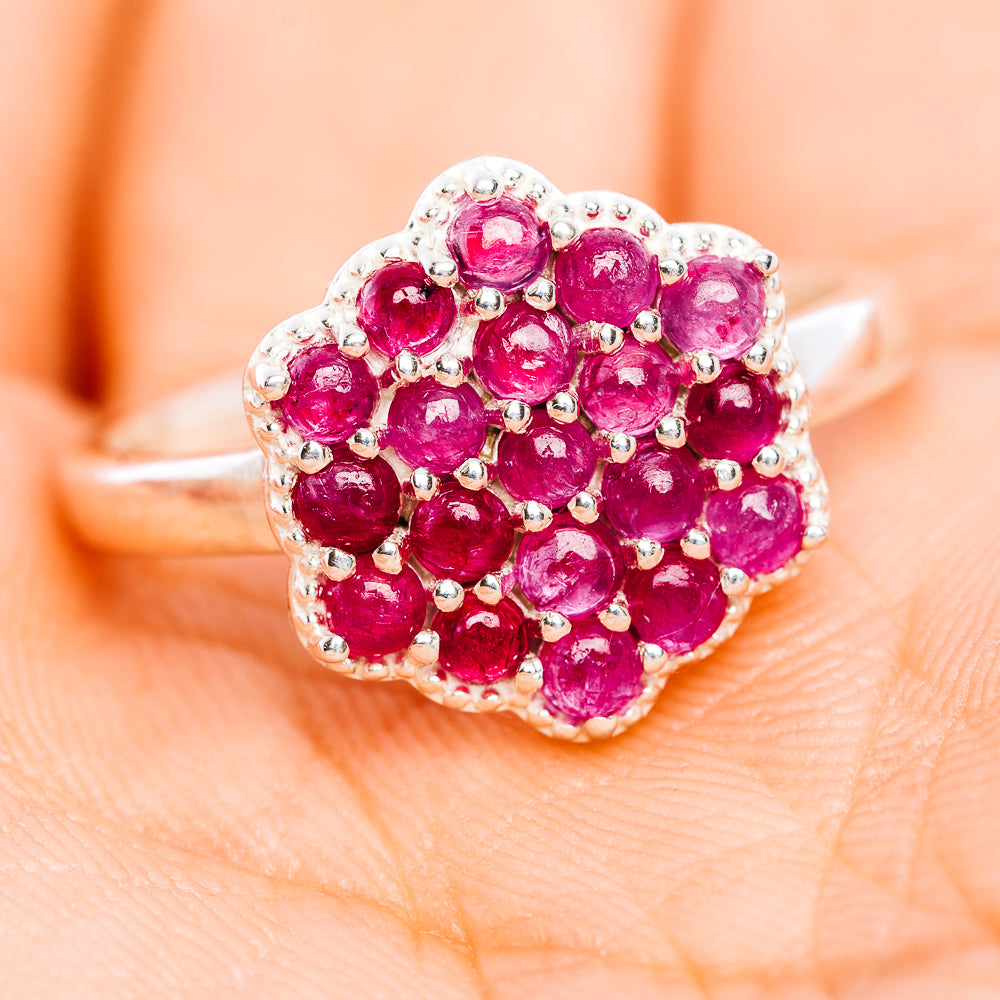 Burmese Ruby Cluster Ring Size 9 (.925 Sterling Silver)