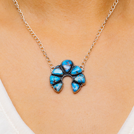 Southwestern Style Golden Hills Turquoise Necklace 18" (.925 Sterling Silver)