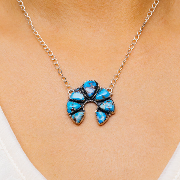 Southwestern Style Golden Hills Turquoise Necklace 18" (.925 Sterling Silver)