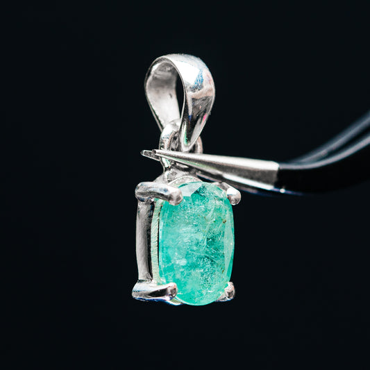 Premium Faceted Zambian Emerald Pendant 3/4" (.925 Sterling Silver)