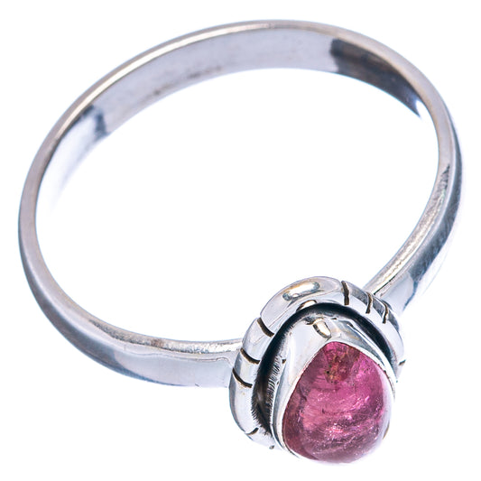 Pink tourmaline cabochon ring with split sterling silver band, .925