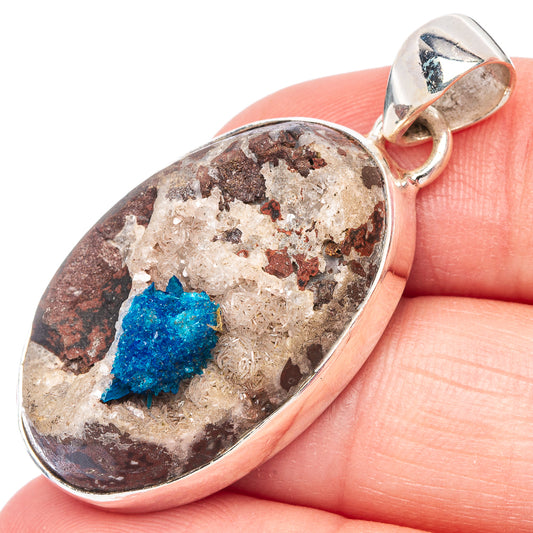 Cavansite Crystal Pendant 1 5/8" (925 Sterling Silver) P44412