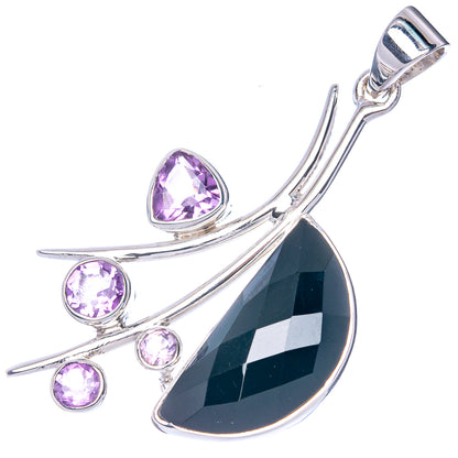 Premium Black Onyx, Amethyst Pendant 1 3/4" (925 Sterling Silver) P41857