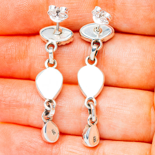 Exclusive Southwestern Style Cotton Candy Dahlia Turquoise Earrings 1 5/8" (.925 Sterling Silver)