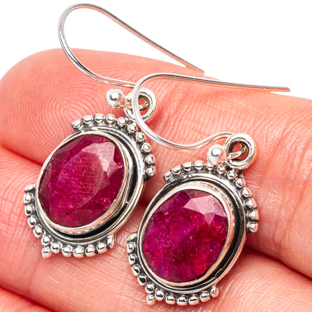 Red Sillimanite Dainty Earrings 1 3/8" (925 Sterling Silver) E2016