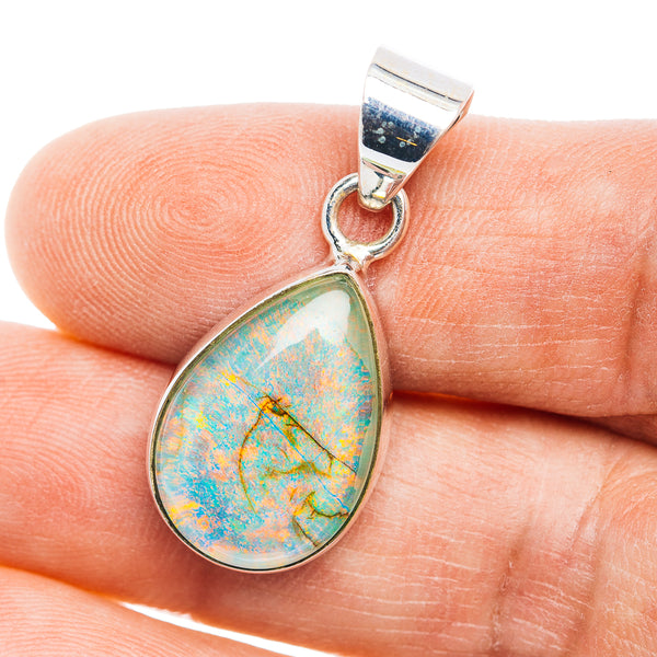 Sterling Opal Pendant 1 1/4" (.925 Sterling Silver)
