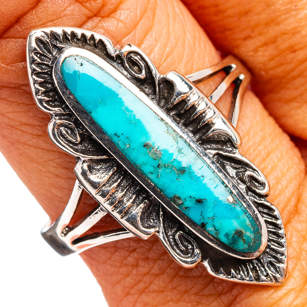 Native Style Mohave Turquoise Ring Size 9.5 (.925 Sterling Silver)
