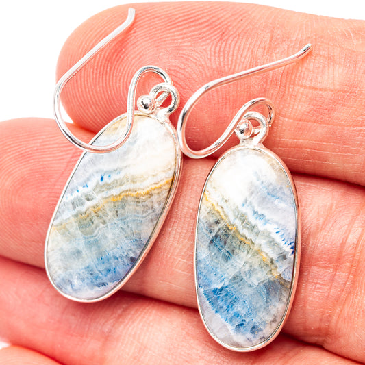 Sterling silver teardrop scheelite earrings with blue and gold marbled gemstone drops