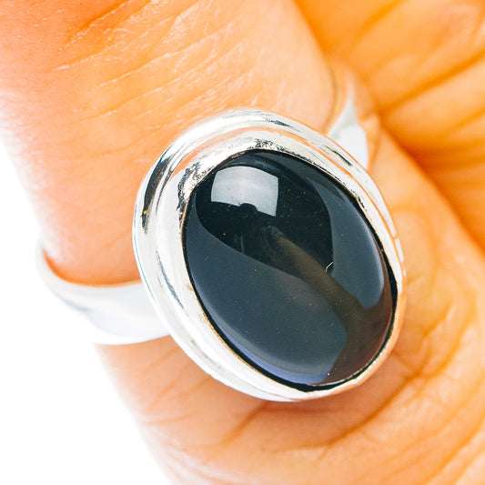 Black Sheen Obsidian Ring Size 5.75 (.925 Sterling Silver)