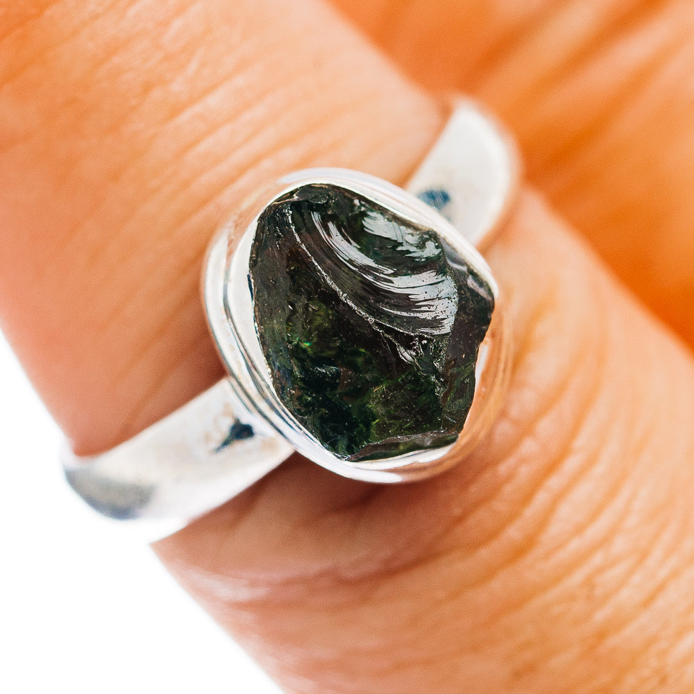 Czech Moldavite Ring Size 7.75 (.925 Sterling Silver)