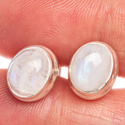 Rainbow Moonstone Earrings 3/8" (925 Sterling Silver) E433519