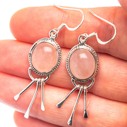 Premium Rose Quartz Earrings 1 7/8" (925 Sterling Silver) E432350