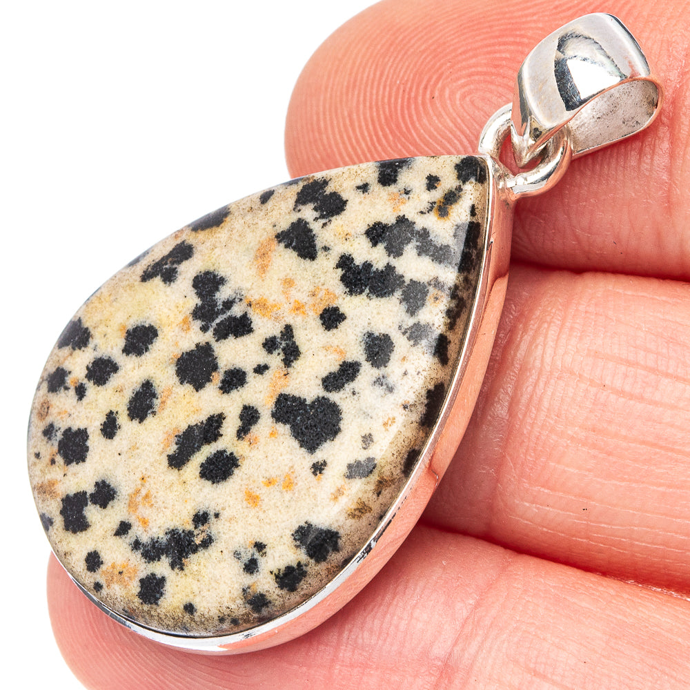 Dalmatian Jasper Pendant 1 5/8" (925 Sterling Silver) P43168