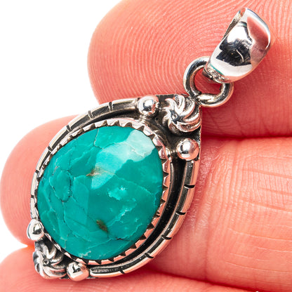 Rare Kingman Turquoise Pendant 1 3/8" (.925 Sterling Silver)