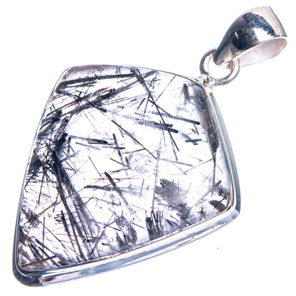Tourmalinated Quartz 925 Sterling Silver Pendant 1 5/8"