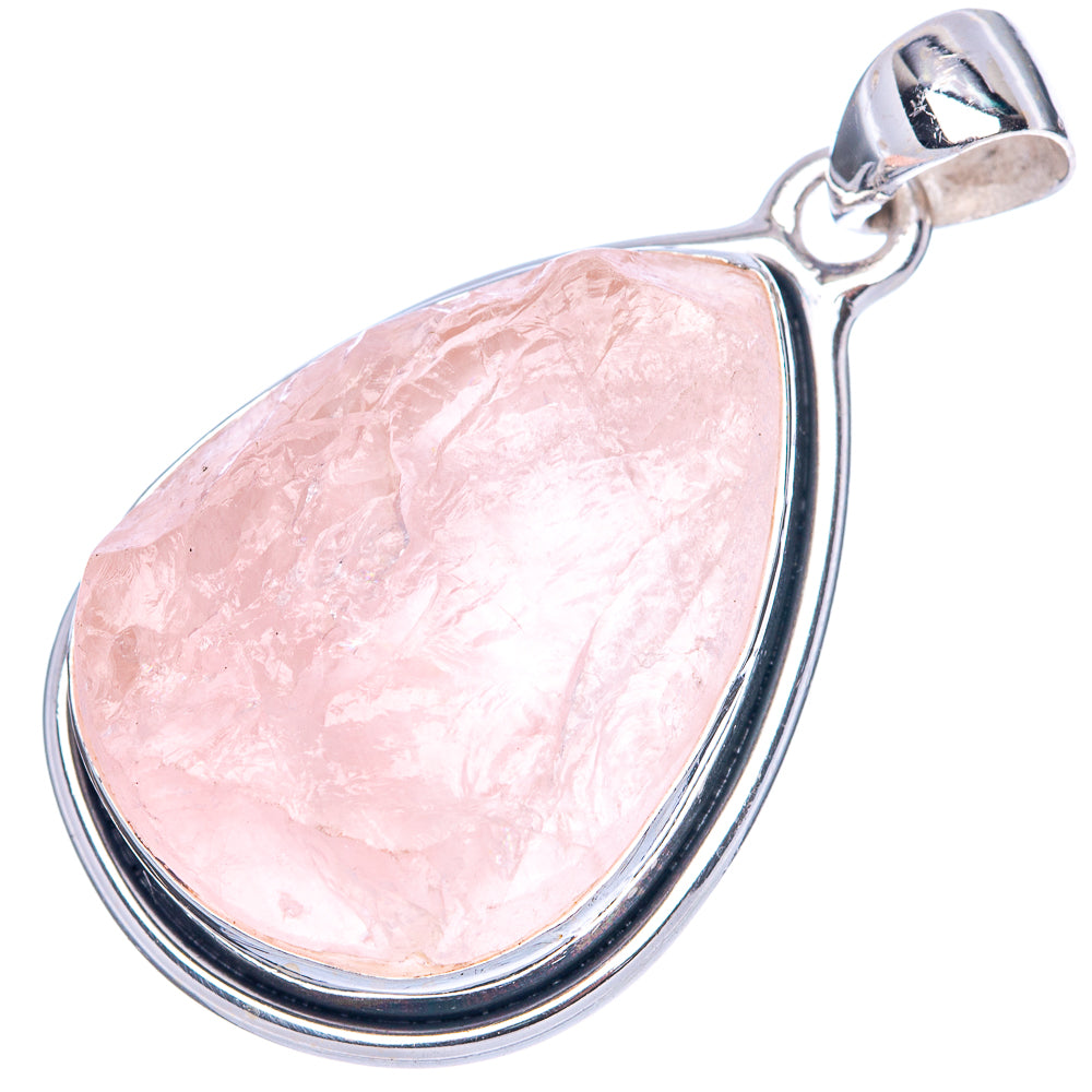 Rose quartz teardrop pendant in 925 sterling silver bezel with bail, polished.